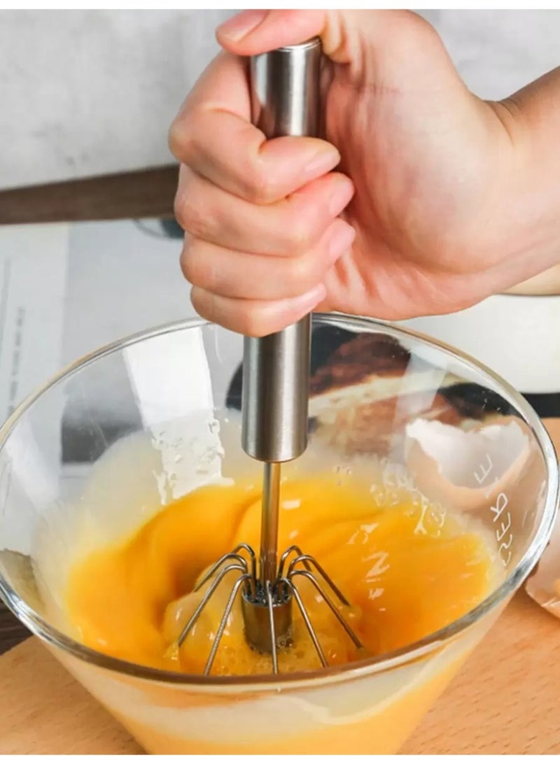 Manual Push Egg Beater – Stainless Steel Hand Press Whisk – Semi-Automatic Mixer for Eggs, Cream & Batter - Image 3